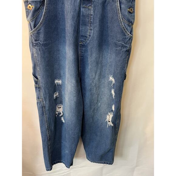 Monthorigin Overalls Distressed Denim dungarees Women’s Large ECU - Picture 3 of 12
